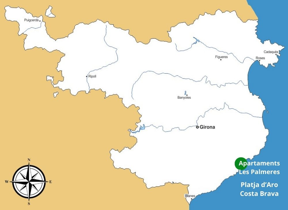 Mapa Girona, Apartamentos Les Palmeres Platja d'Aro
