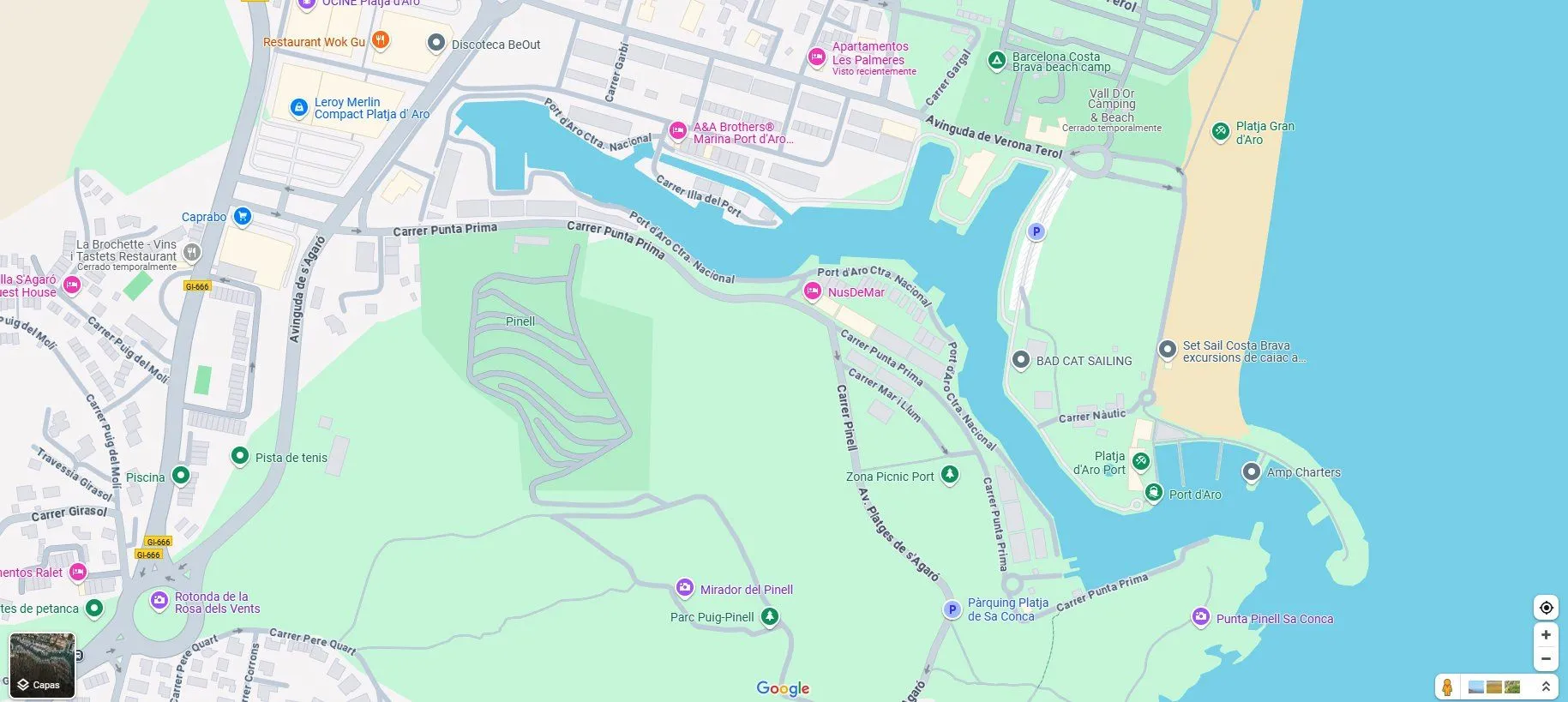 Mapa Apartamentos Les Palmeres Platja d'Aro
